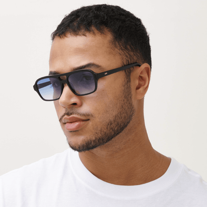 BURT Black Gradient Blue Aviator Sunglasses by Messy Weekend