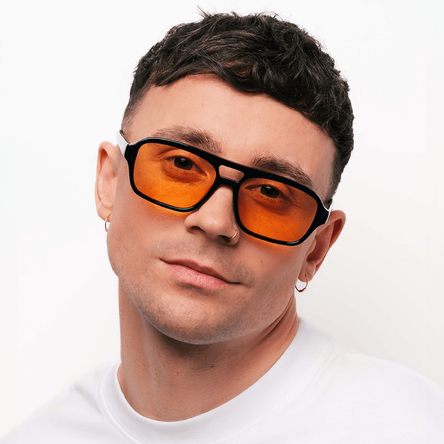 BURT Black Orange Lens Aviator Sunglasses by Messy Weekend