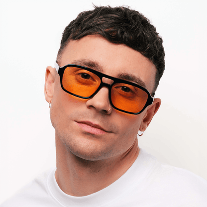 BURT Black Orange Lens Aviator Sunglasses by Messy Weekend