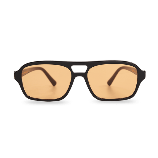 BURT Black Orange Lens Aviator Sunglasses by Messy Weekend