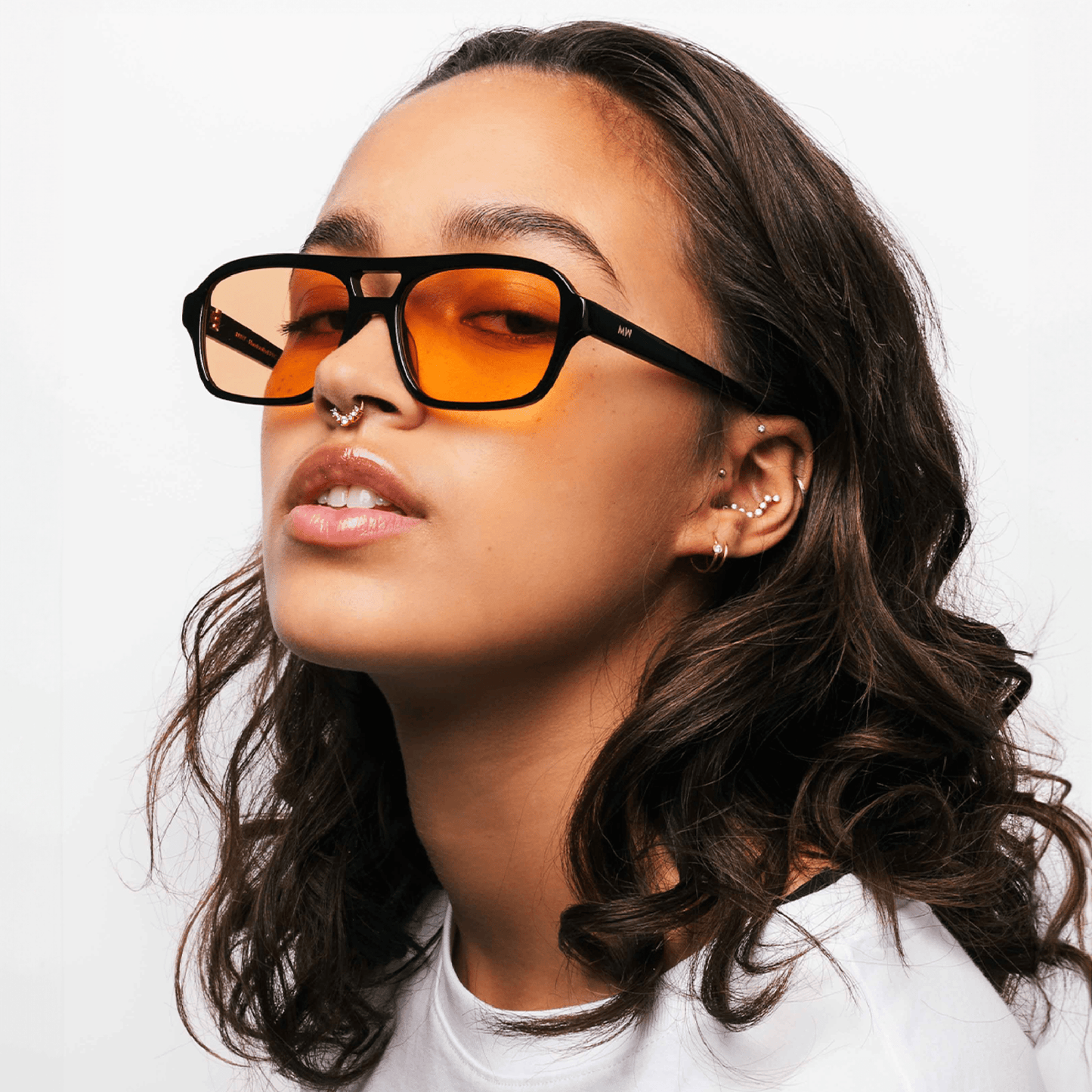BURT Black Orange Lens Aviator Sunglasses by Messy Weekend