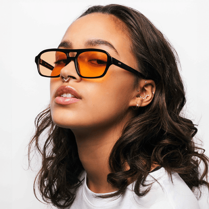 BURT Black Orange Lens Aviator Sunglasses by Messy Weekend