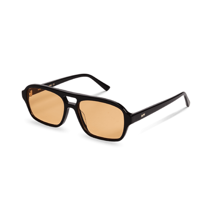 BURT Black Orange Lens Aviator Sunglasses by Messy Weekend
