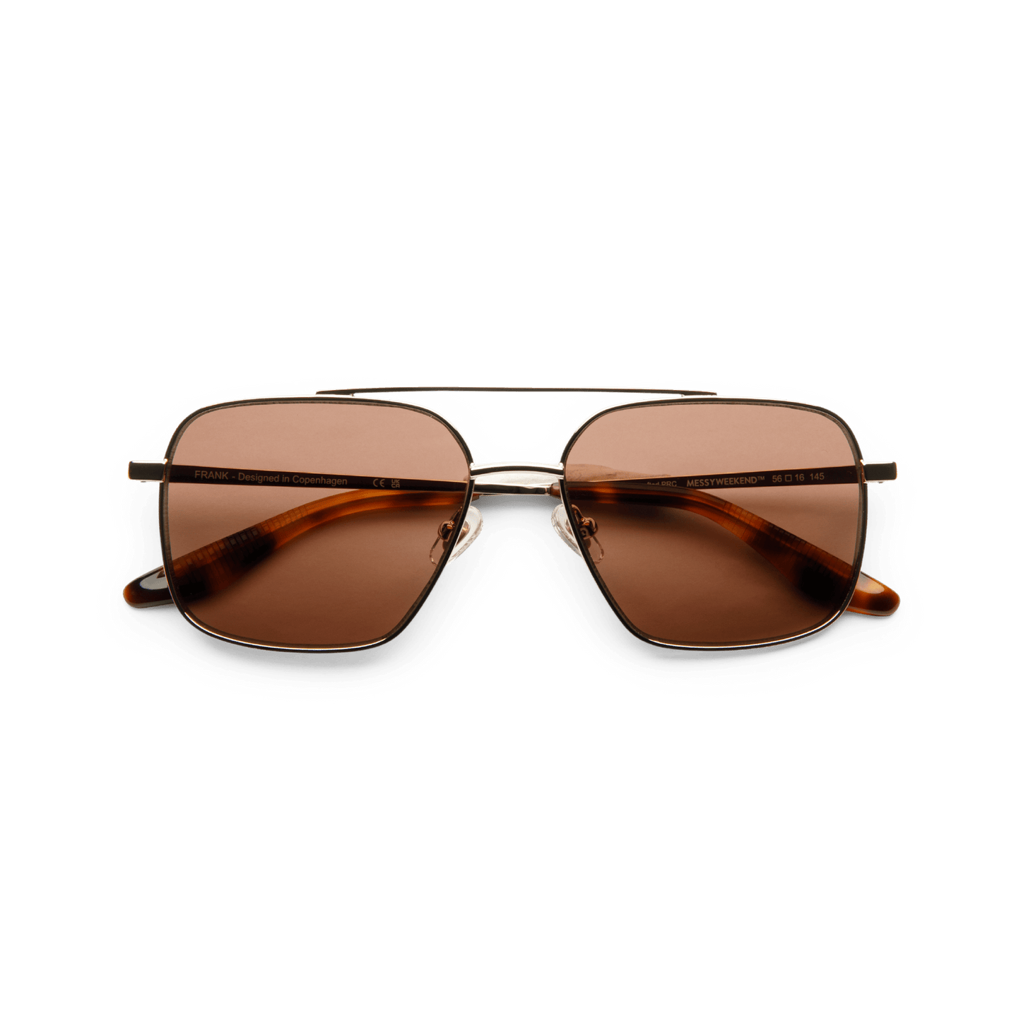 FRANK Gold Tortoise Brown Navigator Metal Frame Sunglasses by Messy Weekend
