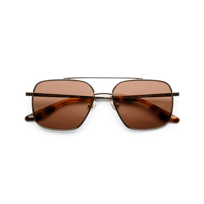 FRANK Gold Tortoise Brown Navigator Metal Frame Sunglasses by Messy Weekend