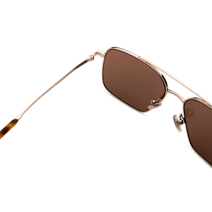 FRANK Gold Tortoise Brown Navigator Metal Frame Sunglasses by Messy Weekend