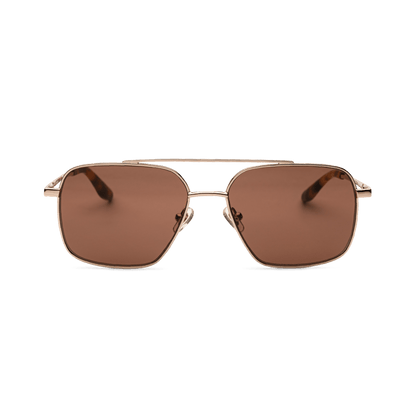 FRANK Gold Tortoise Brown Navigator Metal Frame Sunglasses by Messy Weekend
