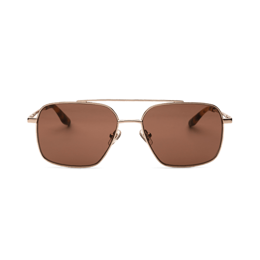 FRANK Gold Tortoise Brown Navigator Metal Frame Sunglasses by Messy Weekend