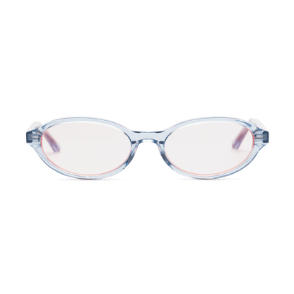 IVY Baby Blue Oval Tinted Sunglasses by Messy Weekend