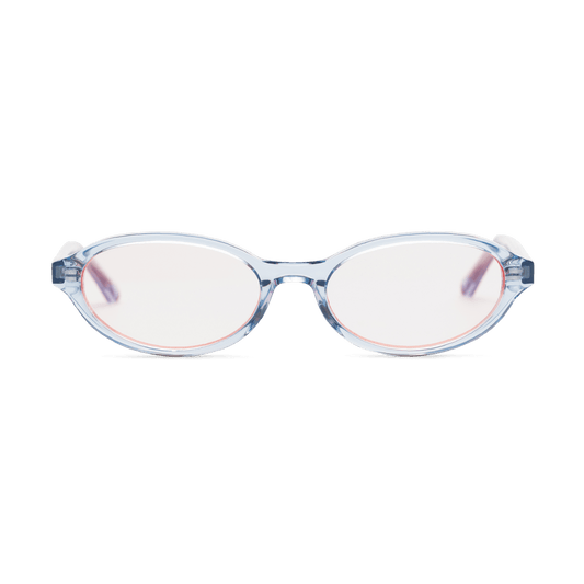 IVY Baby Blue Oval Tinted Sunglasses by Messy Weekend