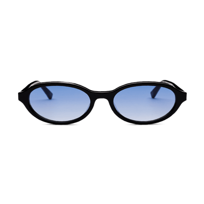 IVY Black Gradient Blue Oval Sunglasses by Messy Weekend
