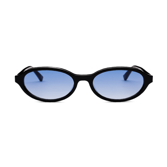 IVY Black Gradient Blue Oval Sunglasses by Messy Weekend