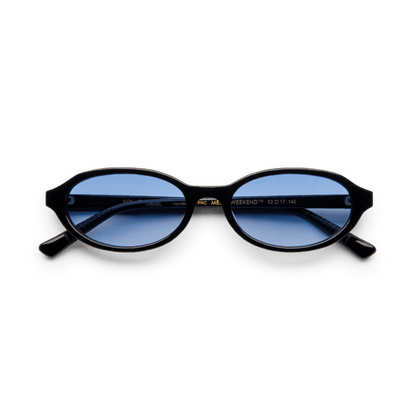 IVY Black Gradient Blue Oval Sunglasses by Messy Weekend