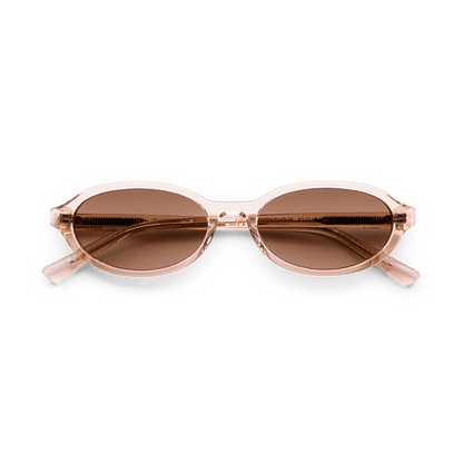 IVY Peach Gradient Brown Oval Sunglasses by Messy Weekend