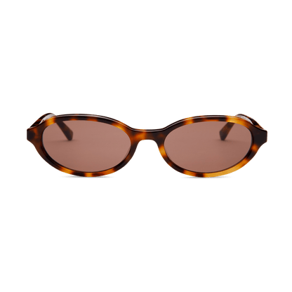 IVY Brown Tortoise Oval Sunglasses by Messy Weekend