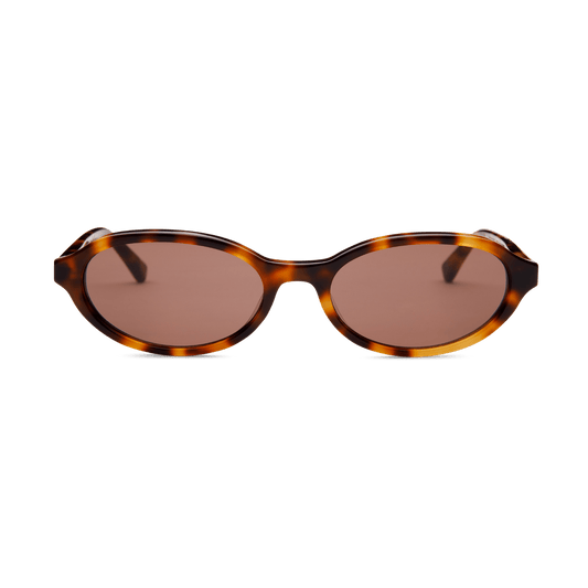 IVY Brown Tortoise Oval Sunglasses by Messy Weekend