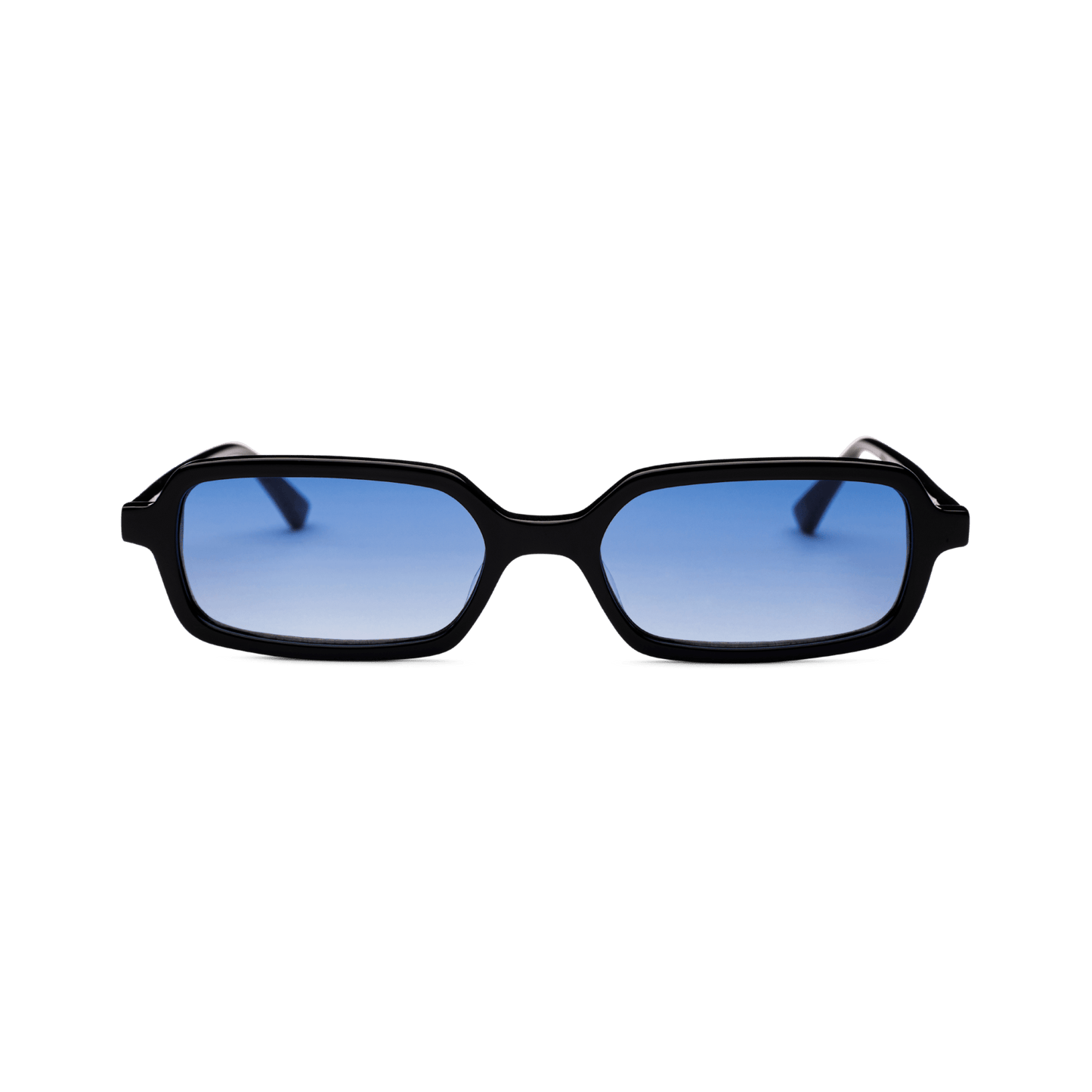 MILO Black Gradient Blue Slim Rectangular Sunglasses by Messy Weekend