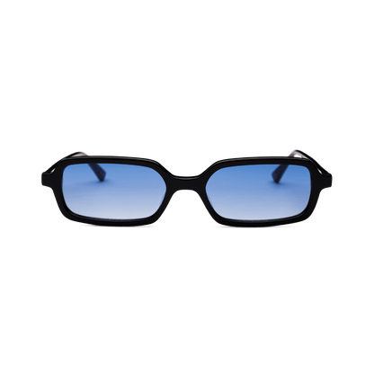 MILO Black Gradient Blue Slim Rectangular Sunglasses by Messy Weekend