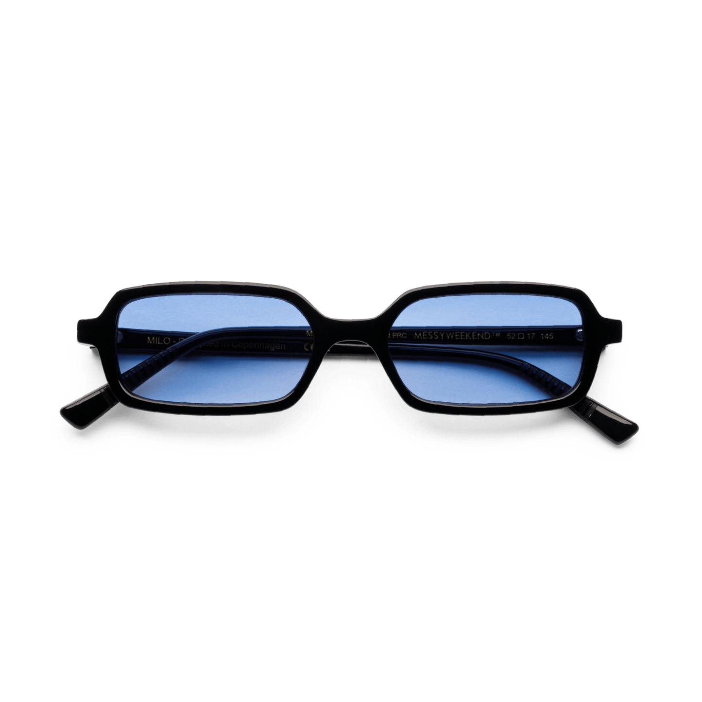 MILO Black Gradient Blue Slim Rectangular Sunglasses by Messy Weekend