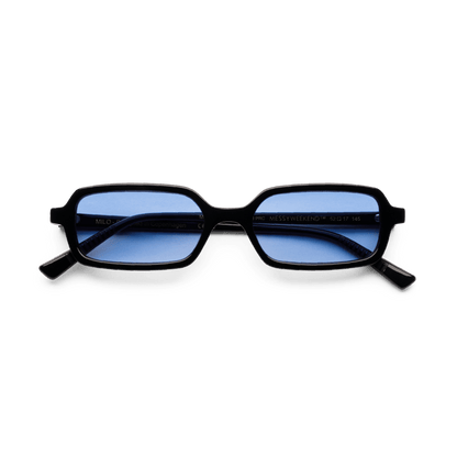 MILO Black Gradient Blue Slim Rectangular Sunglasses by Messy Weekend