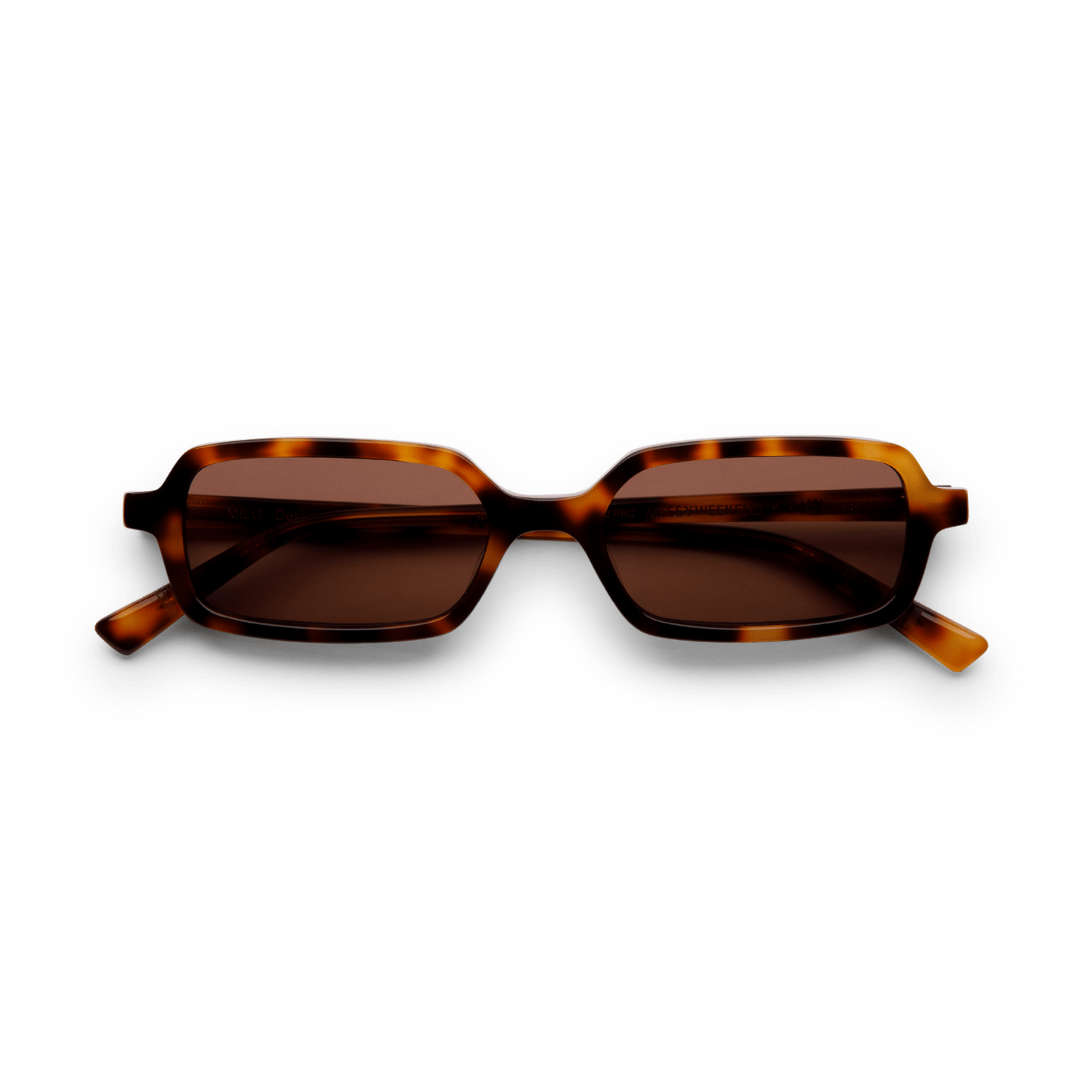 MILO Brown Tortoise Slim Rectangular Sunglasses by Messy Weekend