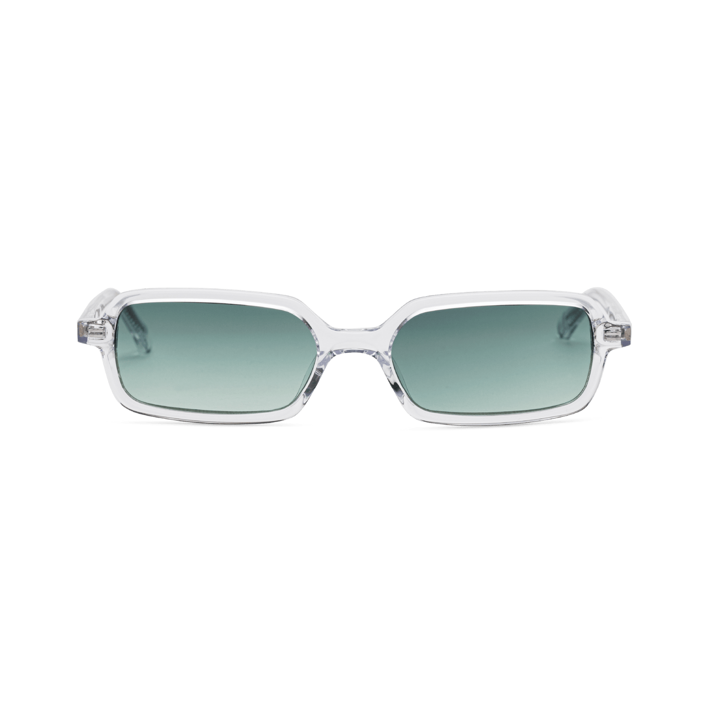MILO Crystal Green Slim Rectangular Sunglasses by Messy Weekend