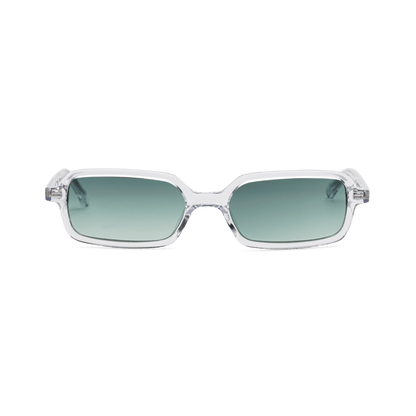 MILO Crystal Green Slim Rectangular Sunglasses by Messy Weekend