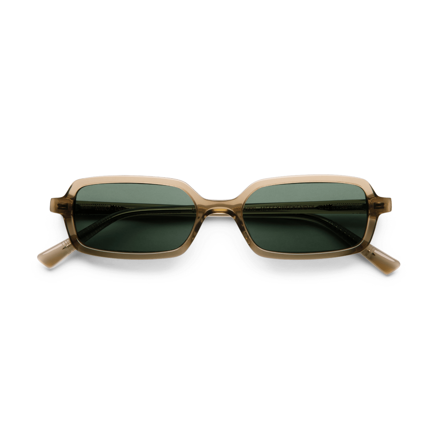 MILO Bottle Green Slim Rectangular Sunglasses by Messy Weekend