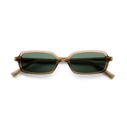 MILO Bottle Green Slim Rectangular Sunglasses by Messy Weekend