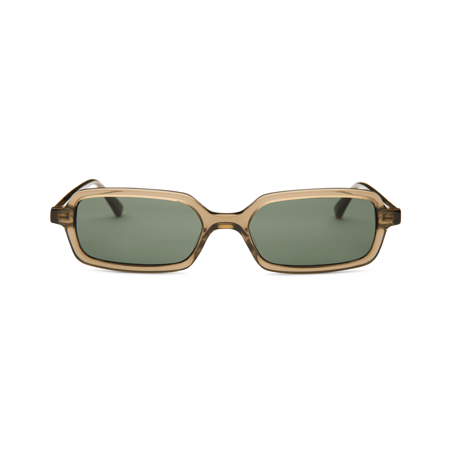 MILO Bottle Green Slim Rectangular Sunglasses by Messy Weekend