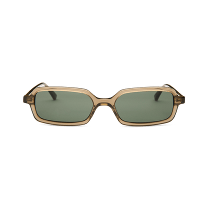 MILO Bottle Green Slim Rectangular Sunglasses by Messy Weekend