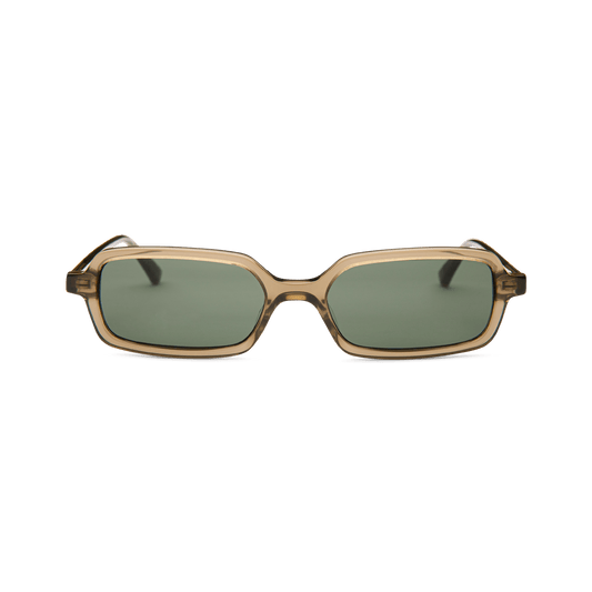 MILO Bottle Green Slim Rectangular Sunglasses by Messy Weekend