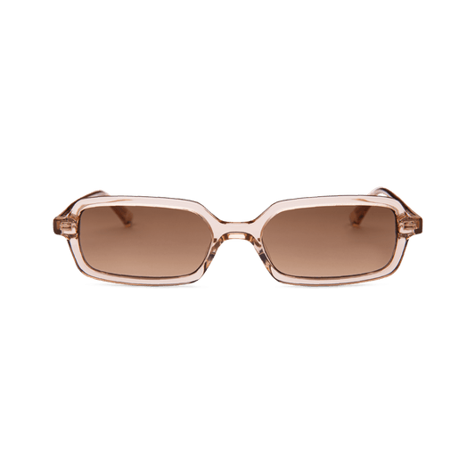 MILO Peach Gradient Brown Slim Rectangular Sunglasses by Messy Weekend