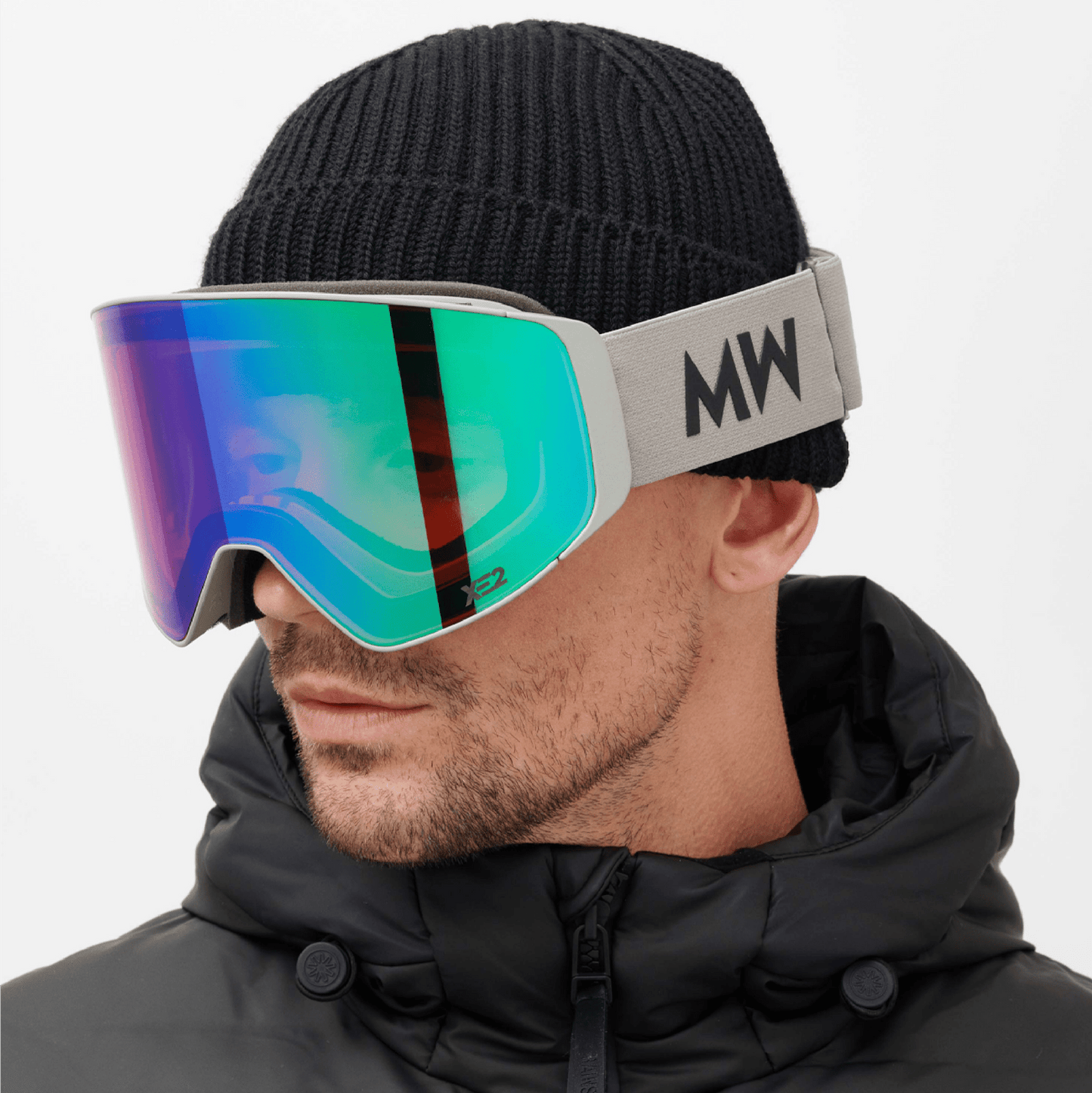 Messy Weekend Clear XE2 Ski Goggles - Green Mirrored (Grey Band)