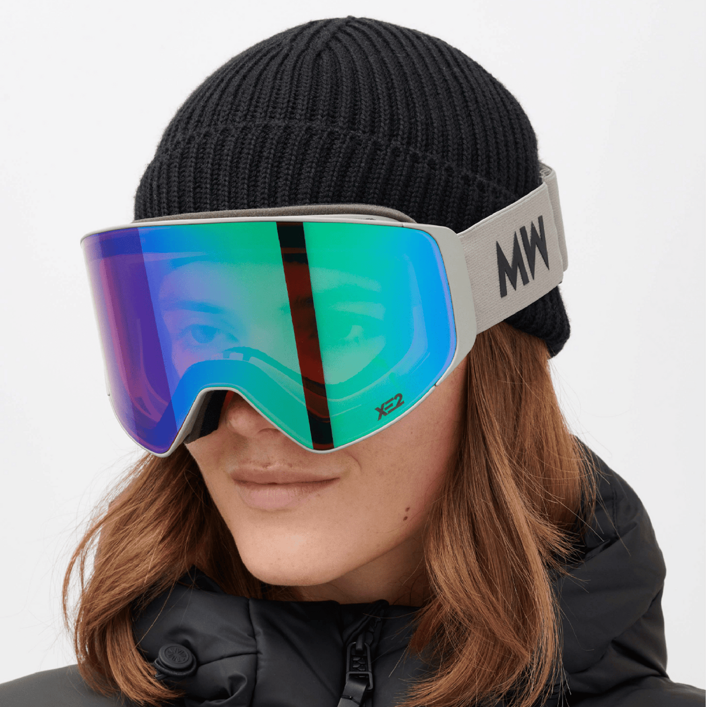 Messy Weekend Clear XE2 Ski Goggles - Green Mirrored (Grey Band)