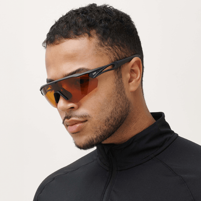 Messy Weekend RAPID Sports Sunglasses - Black/Orange Running & Cycling