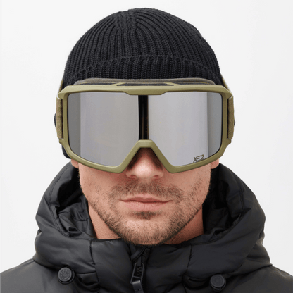 Messy Weekend Ski Goggles, FERDI XE2, UV400, Army Green Silver Mirrored