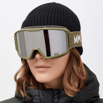 Messy Weekend Ski Goggles, FERDI XE2, UV400, Army Green Silver Mirrored