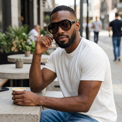 MICK Black Brown Oversized Aviator Sunglasses by Messy Weekend