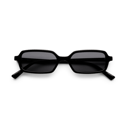 MILO Black Slim Rectangular Sunglasses by Messy Weekend