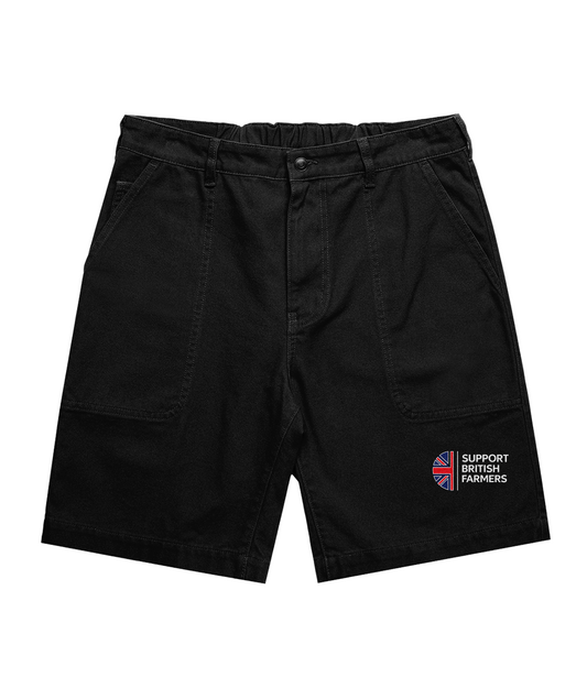 Canvas Work Shorts 20" Black Support British Farmers