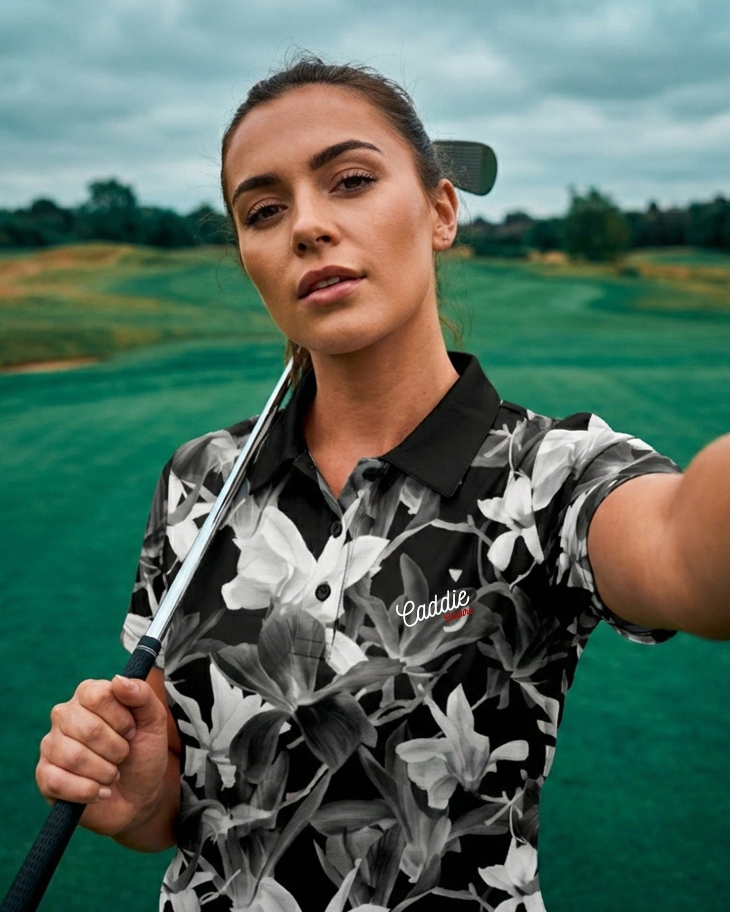 Women's 4-Way Stretch Floral Golf Polo, Moisture-Wicking