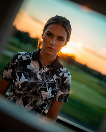 Women's 4-Way Stretch Floral Golf Polo, Moisture-Wicking