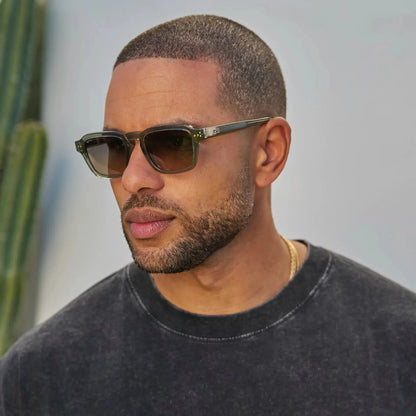 MORRIS Rectangular Polarised Sunglasses for Men Sage Green l WMP Eyewear