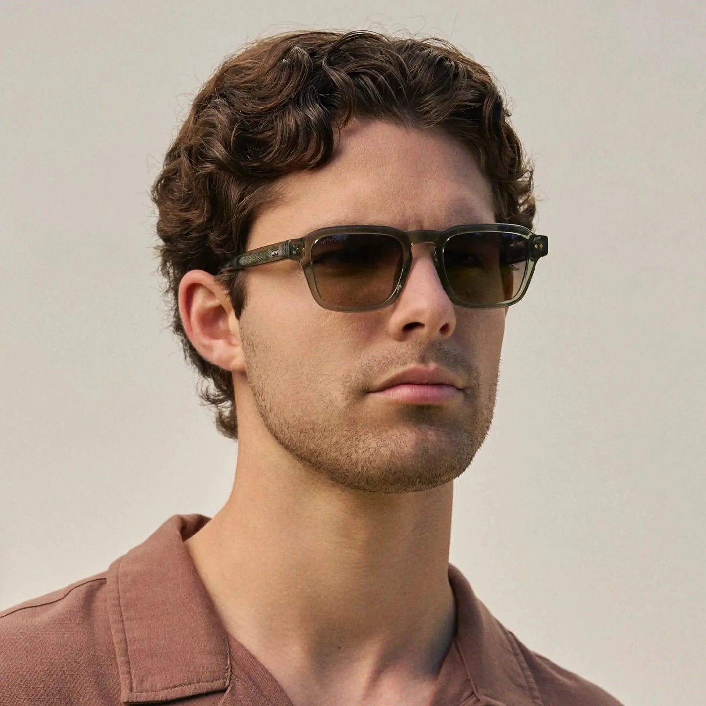 MORRIS Rectangular Polarised Sunglasses for Men Sage Green l WMP Eyewear