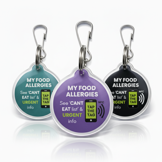 Food Allergy Alert Tag - Clip on NFC emergency info