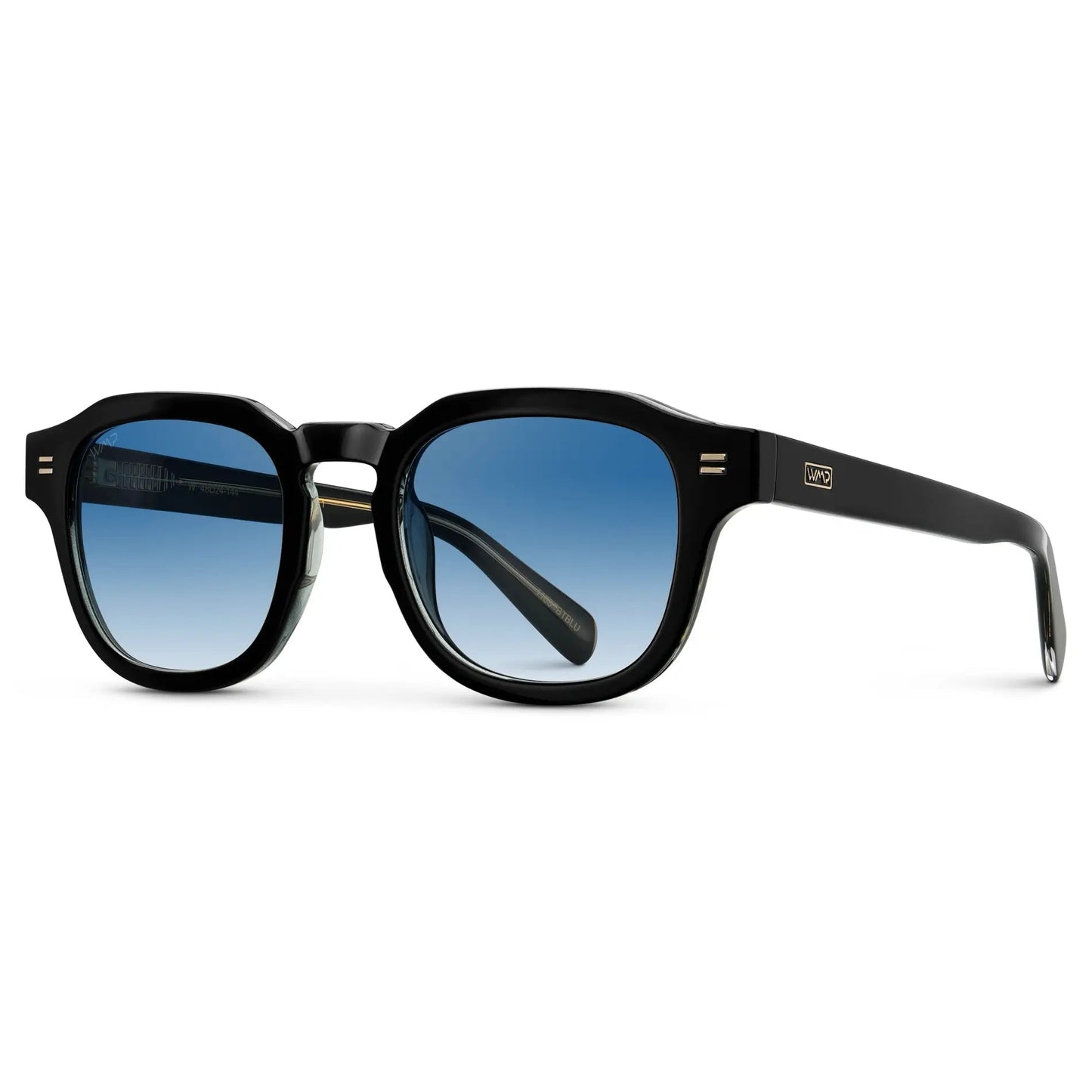 NELSON Thick Framed Men's Sunglasses Black / Blue Tinted Lens l WMP Eyewear