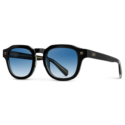 NELSON Thick Framed Men's Sunglasses Black / Blue Tinted Lens l WMP Eyewear