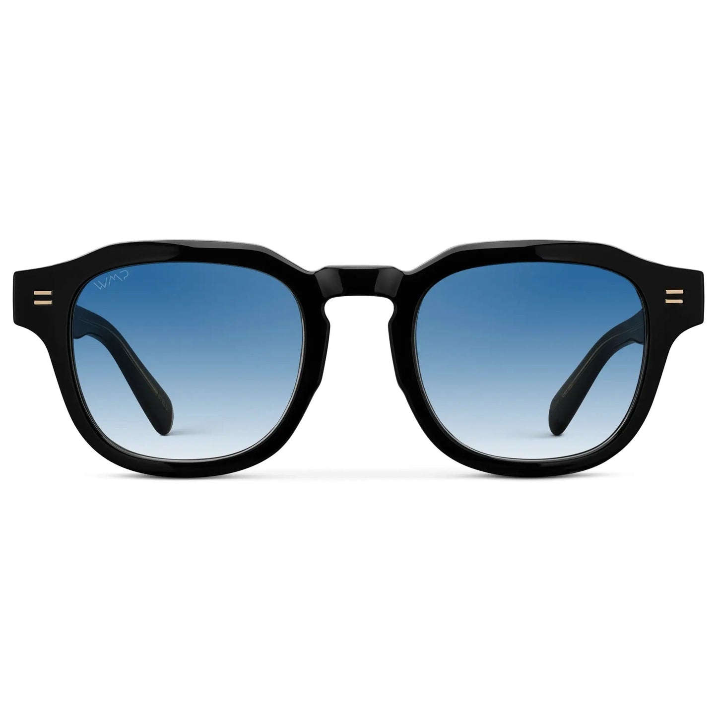 NELSON Thick Framed Men's Sunglasses Black / Blue Tinted Lens l WMP Eyewear