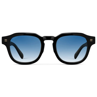 NELSON Thick Framed Men's Sunglasses Black / Blue Tinted Lens l WMP Eyewear